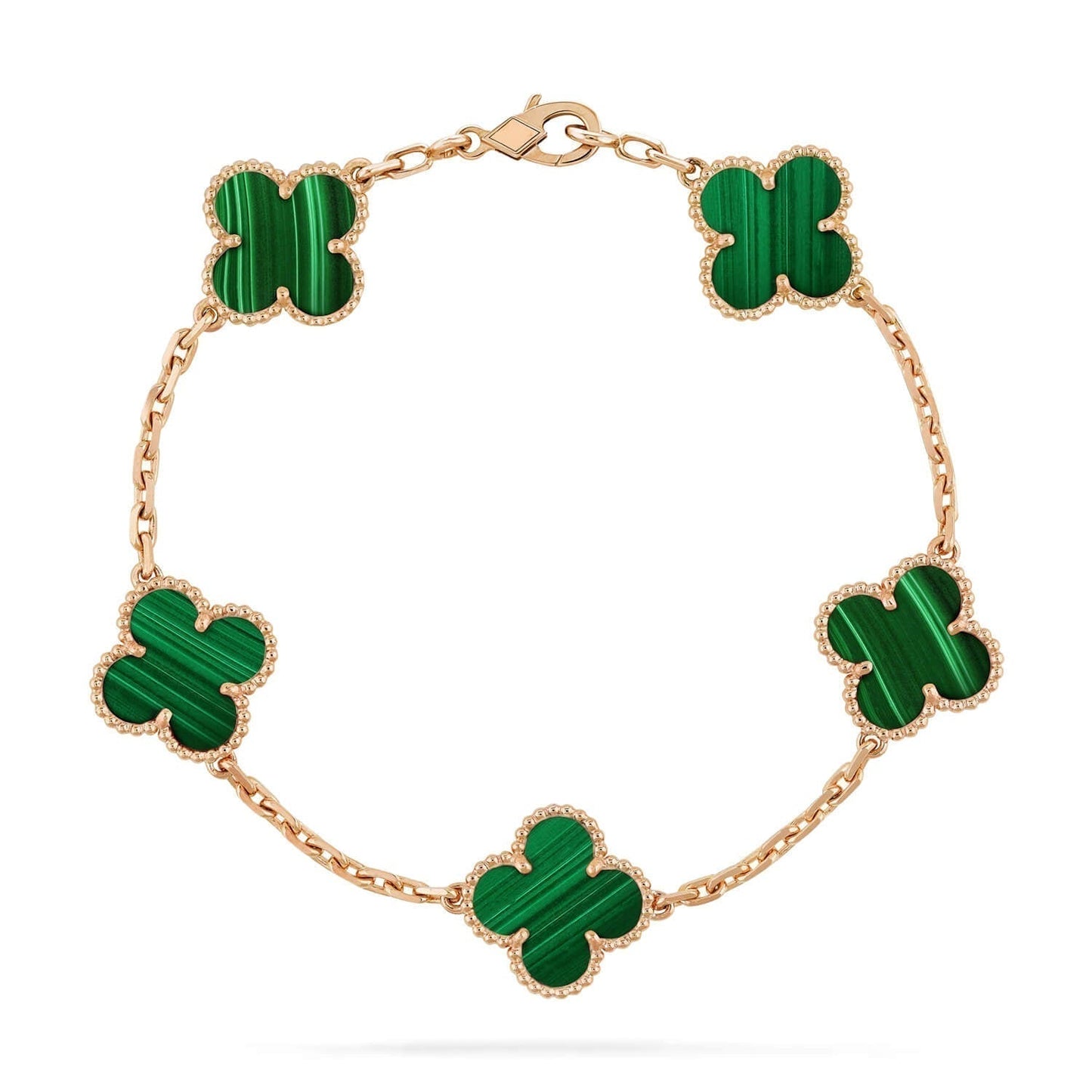 [Kincade Jewelrys]CLOVER 5 MOTIFS MALACHITE BRACELET
