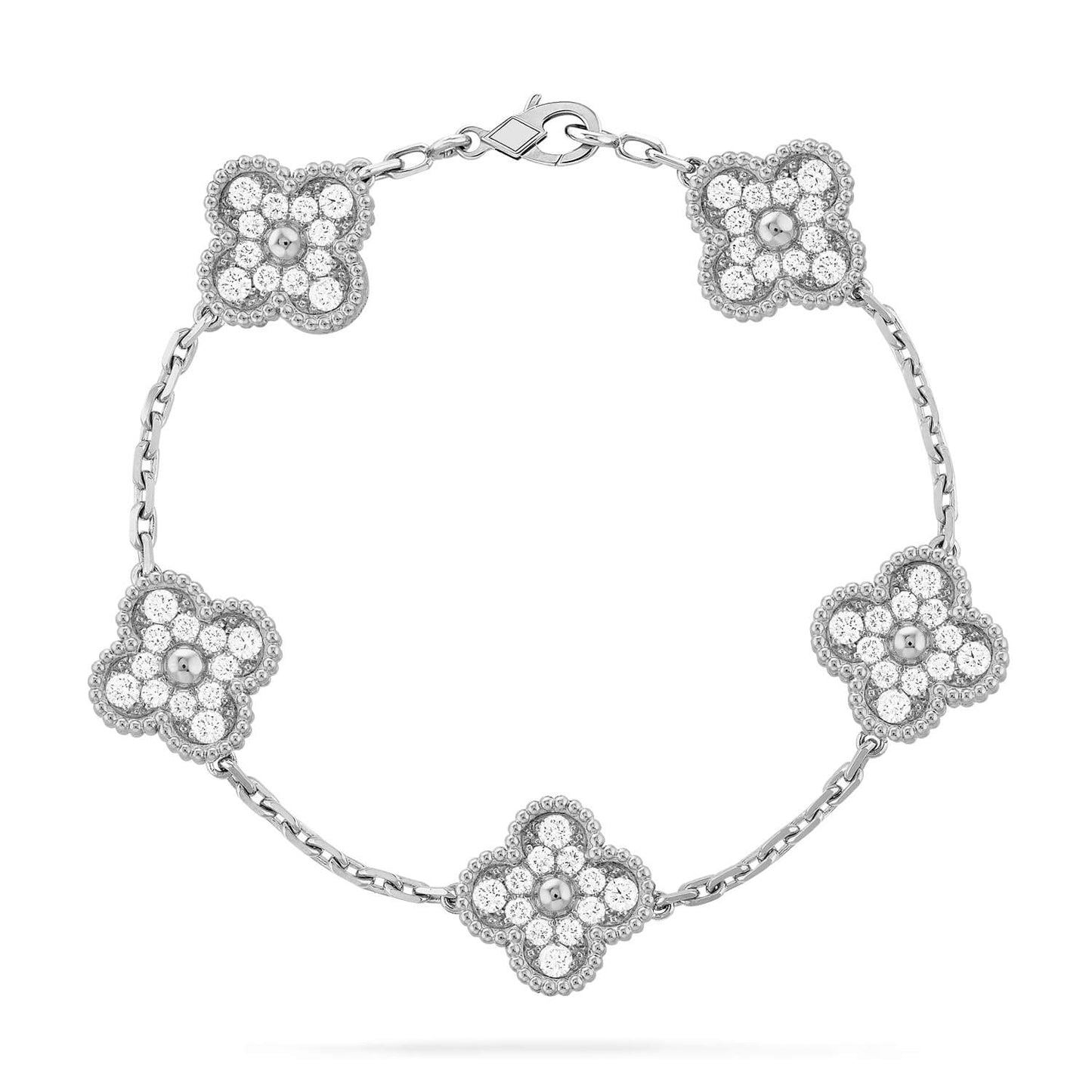 [Kincade Jewelrys]CLOVER 5 MOTIFS  DIAMOND BRACELET SILVER
