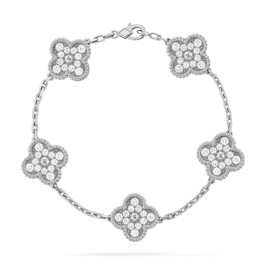 [Kincade Jewelrys]CLOVER 5 MOTIFS  DIAMOND BRACELET SILVER