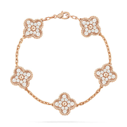 [Kincade Jewelrys]CLOVER 5 MOTIFS  FULL DIAMOND BRACELET