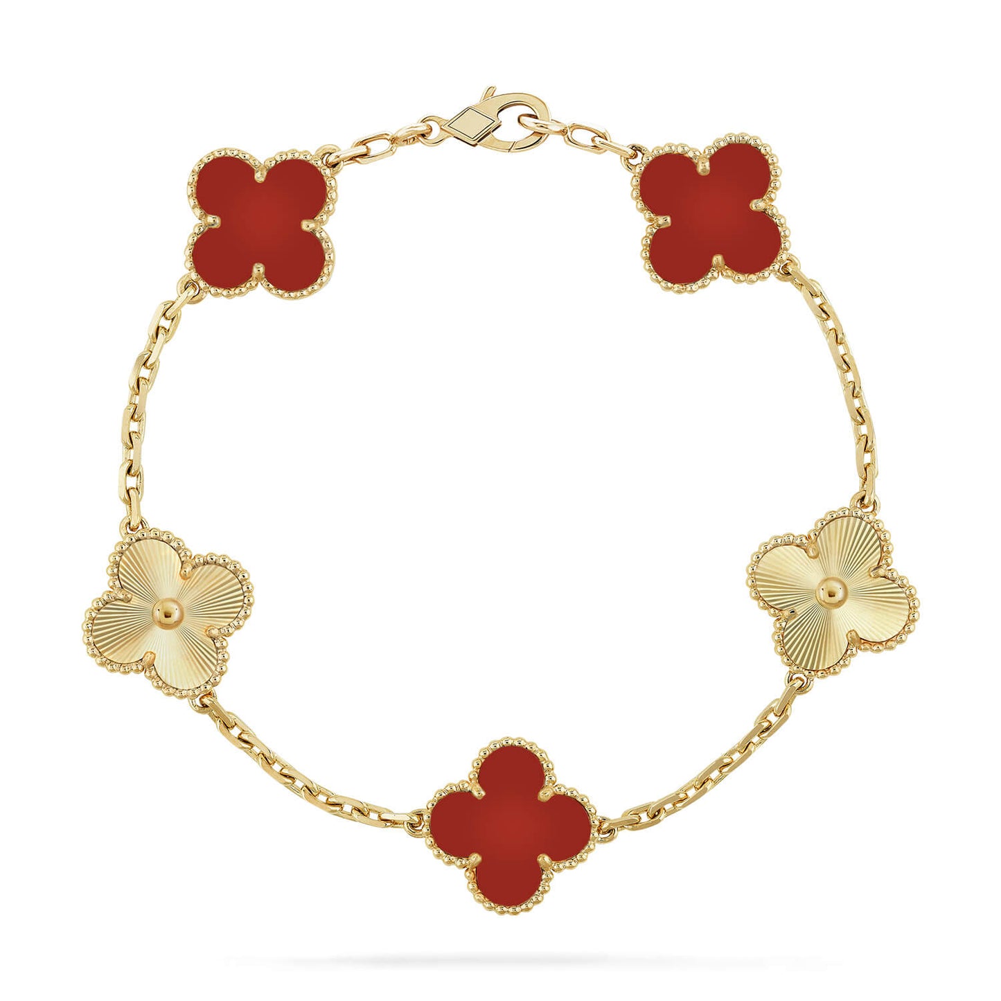 [Kincade Jewelrys]CLOVER  5 MOTIFS CARNELIAN GOLD BRACELET