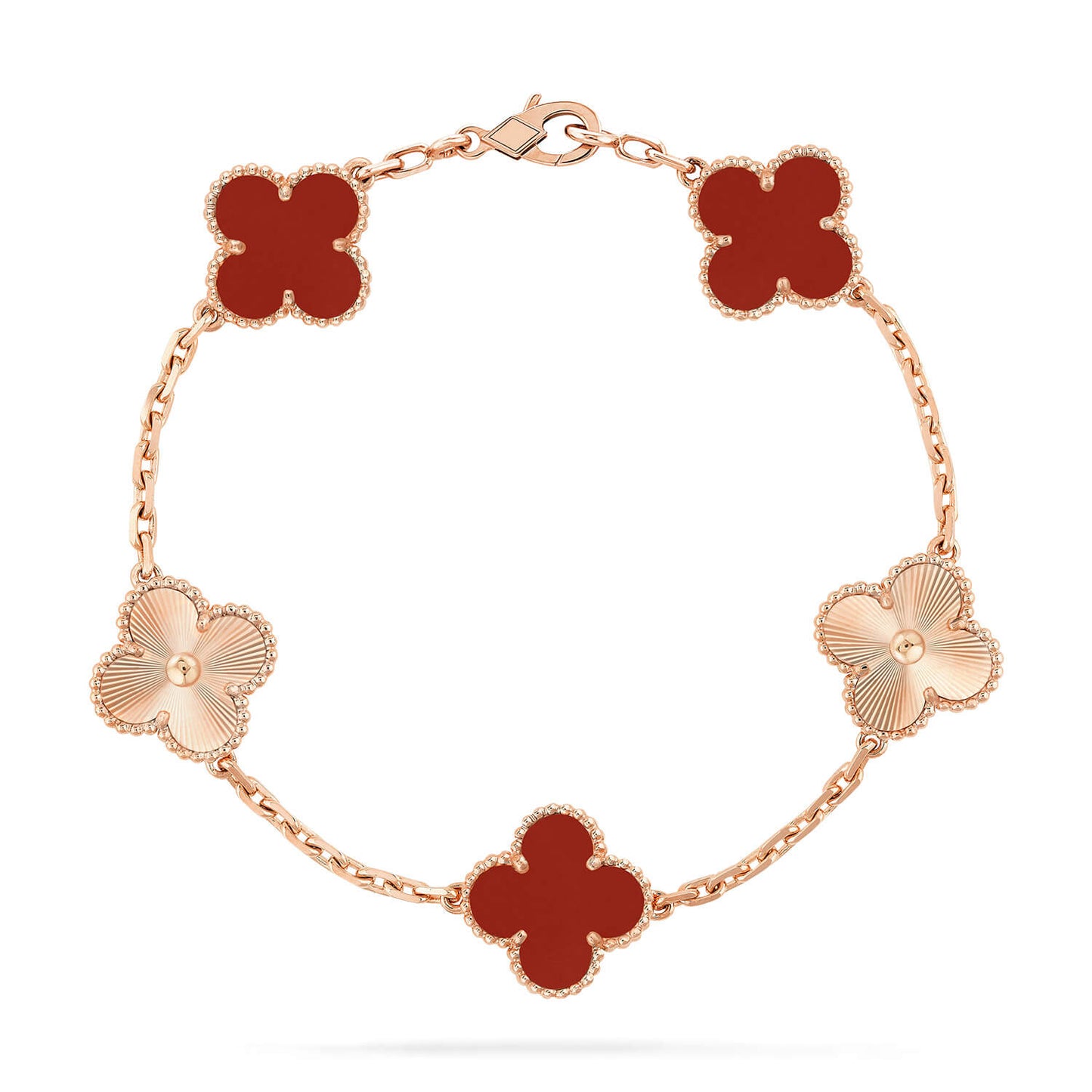 [Kincade Jewelrys]CLOVER  5 MOTIFS CARNELIAN GOLD BRACELET