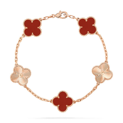 [Kincade Jewelrys]CLOVER  5 MOTIFS CARNELIAN GOLD BRACELET