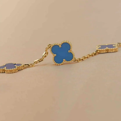 [Kincade Jewelrys]CLOVER 5 MOTIFS BLUE AGATE BRACELET