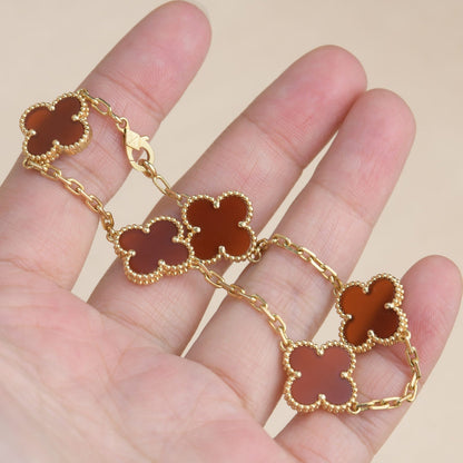 [Kincade Jewelrys]CLOVER 5 MOTIFS RED AGATE  BRACELET