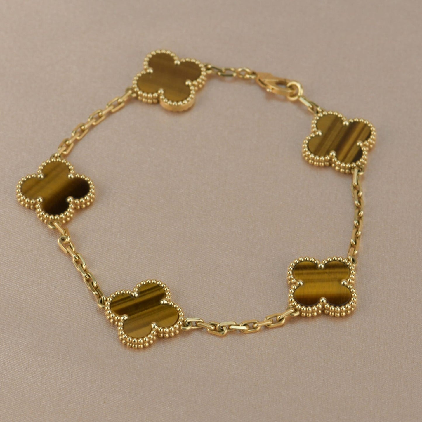 [Kincade Jewelrys]CLOVER  5 MOTIFS TIGER EYE BRACELET