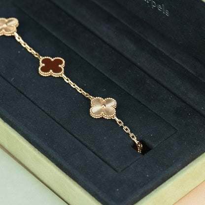 [Kincade Jewelrys]CLOVER  5 MOTIFS CARNELIAN GOLD BRACELET