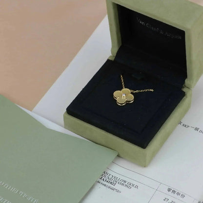 [Kincade Jewelrys]CLOVER 15MM DIAMOND GOLD MOTHER OF PEARL NECKLACE