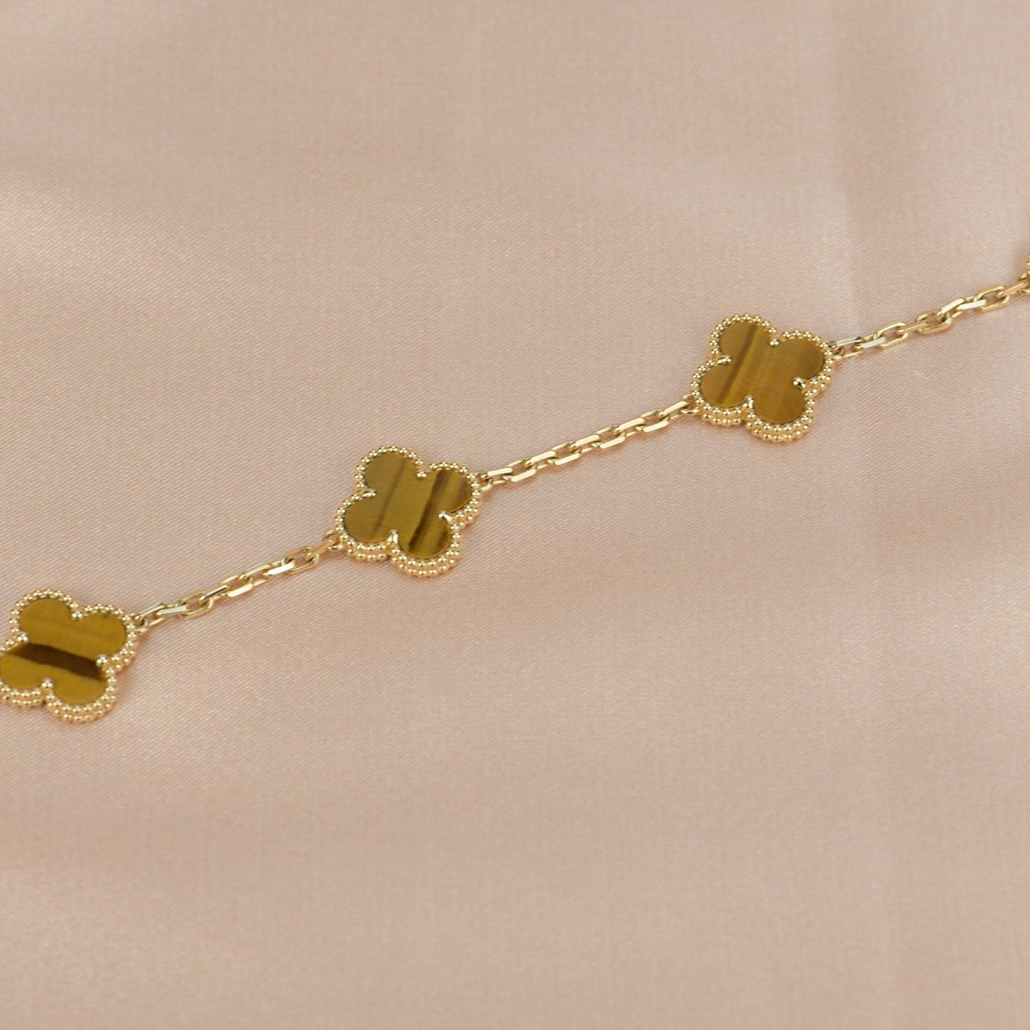 [Kincade Jewelrys]CLOVER  5 MOTIFS TIGER EYE BRACELET