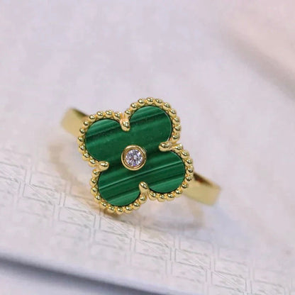 [Kincade Jewelrys]CLOVER MALACHITE RING GOLD DIAMOND