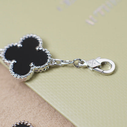 [Kincade Jewelrys]CLOVER 5 MOTIF ONYXS  BRACELET SILVER