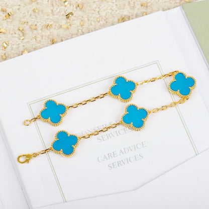 [Kincade Jewelrys]CLOVER 5 MOTIFS TURQUOISE BRACELET