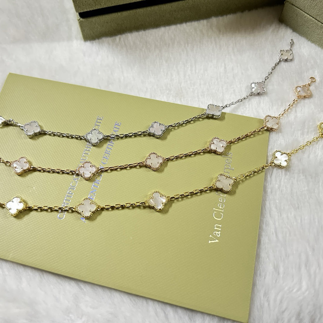 [Kincade Jewelrys]CLOVER 6 MOTIF WHITE MOP BRACELET