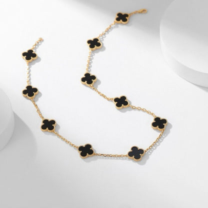 [Kincade Jewelrys]CLOVERS THE 10-MOTIFS ONYX NECKLACE
