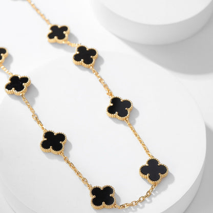 [Kincade Jewelrys]CLOVERS THE 10-MOTIFS ONYX NECKLACE