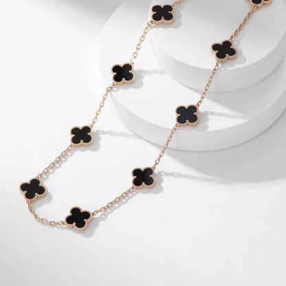 [Kincade Jewelrys]CLOVERS THE 10-MOTIFS ONYX NECKLACE