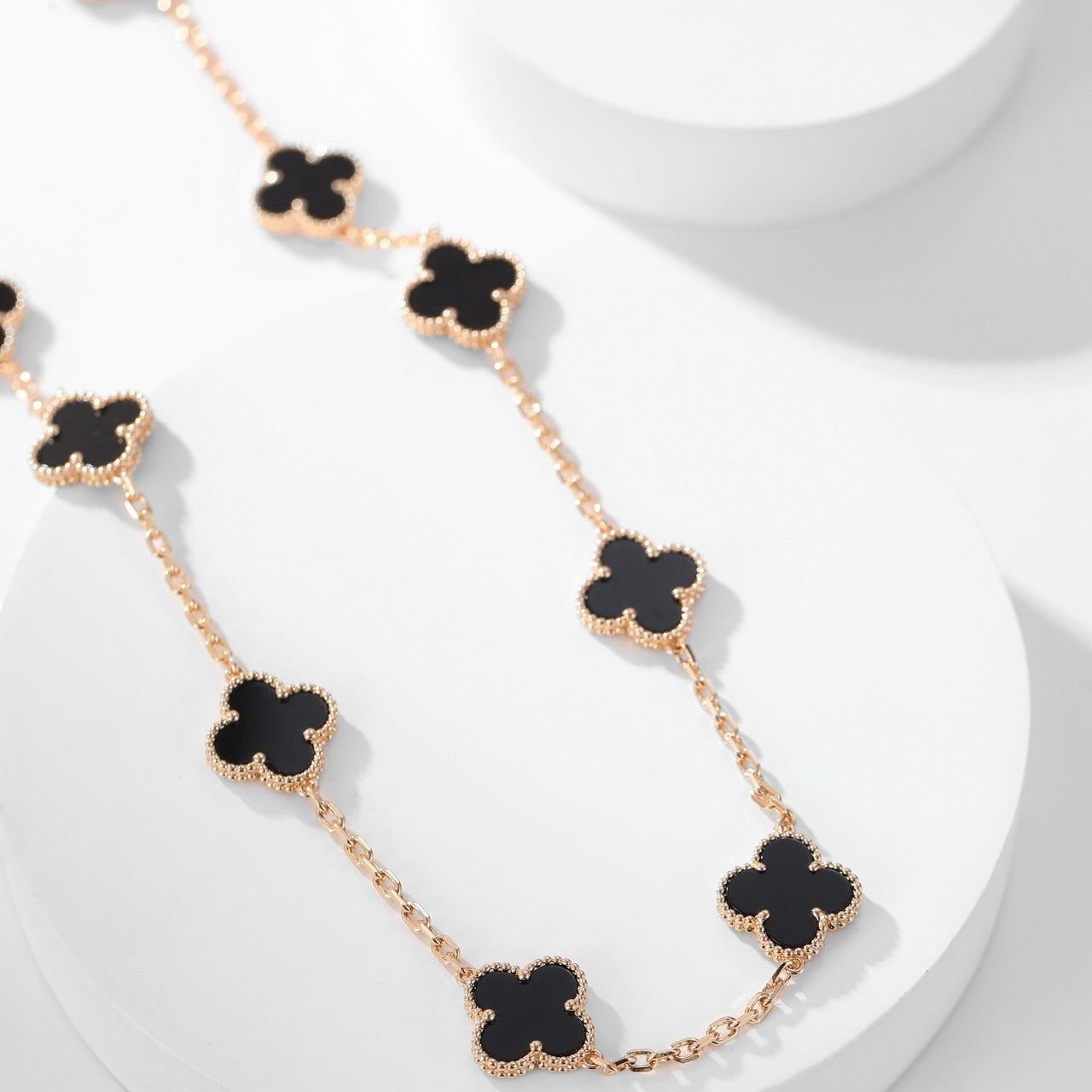 [Kincade Jewelrys]CLOVERS THE 10-MOTIFS ONYX NECKLACE