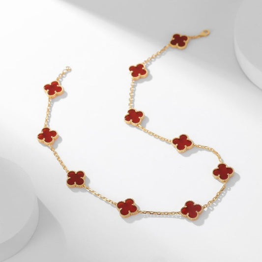 [Kincade Jewelrys]CLOVERS THE  10-MOTIFS CARNELIAN NECKLACE