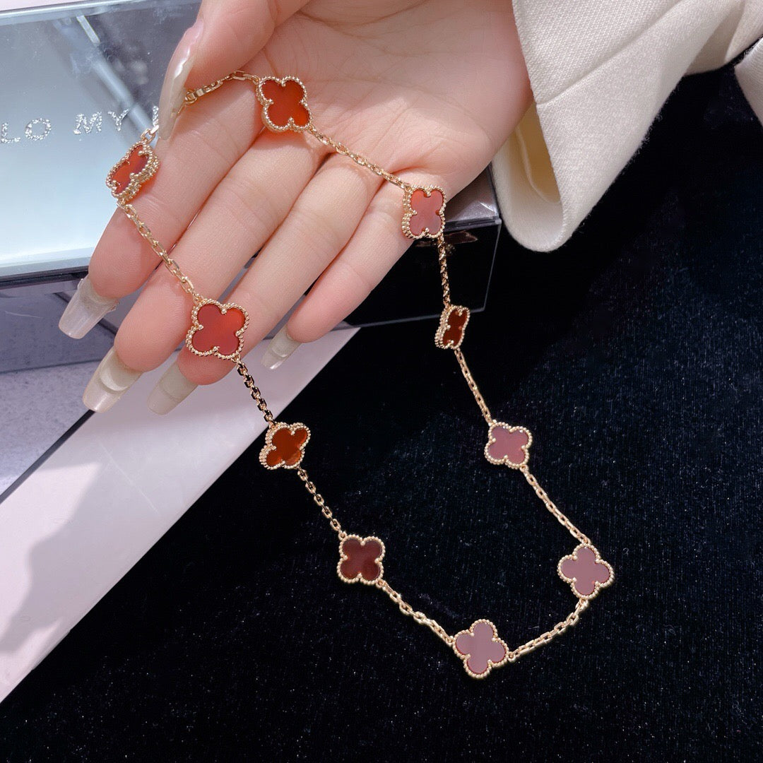 [Kincade Jewelrys]CLOVERS THE  10-MOTIFS CARNELIAN NECKLACE