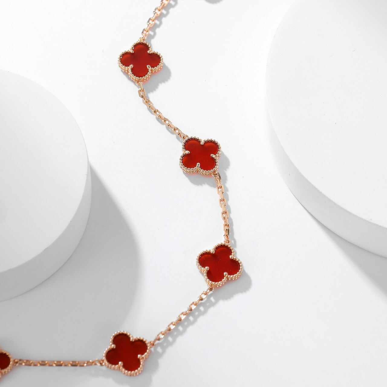 [Kincade Jewelrys]CLOVERS THE  10-MOTIFS CARNELIAN NECKLACE