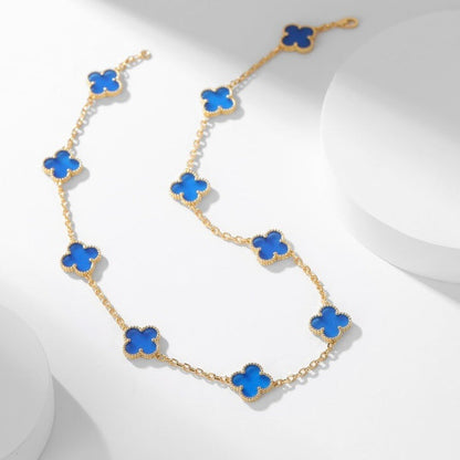 [Kincade Jewelrys]CLOVERS THE 10-MOTIFS BLUE AGATE NECKLACE
