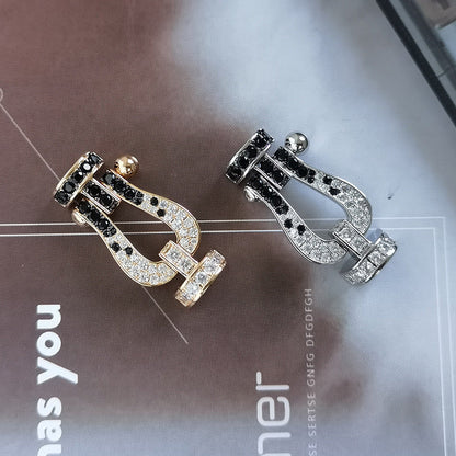 [Kincade Jewelrys]FORCE LARGE HORSESHOE BLACK WHITE DIAMOND BRACELET ROSE GOLD