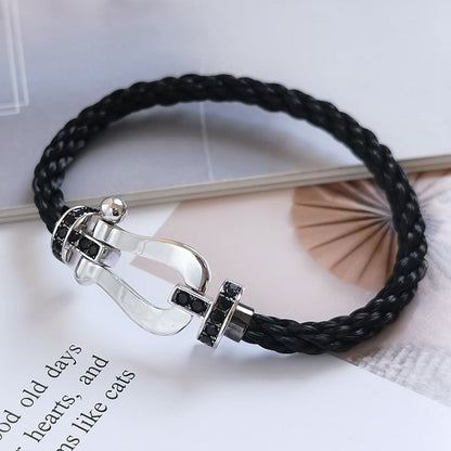 [Kincade Jewelrys]FORCE LARGE HORSESHOE BLACK DIAMOND BRACELET SILVER