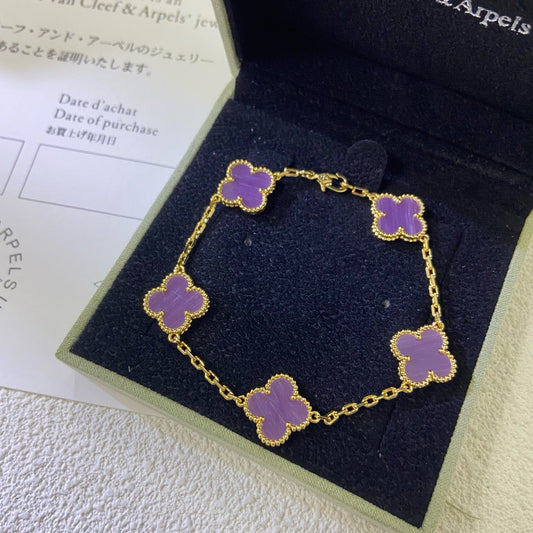 [Kincade Jewelrys]CLOVER  5 MOTIFS  PURPLE VIOLET BRACELET