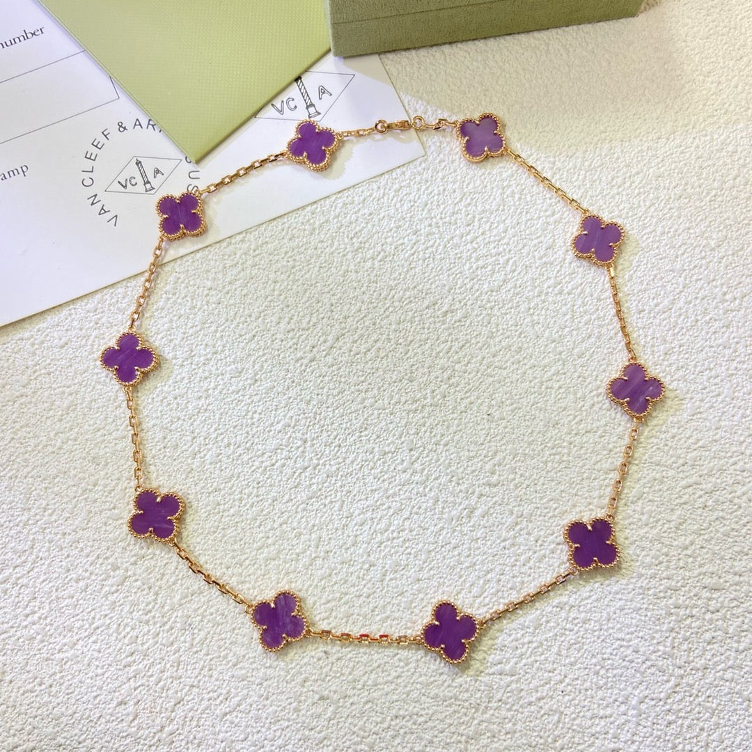 [Kincade Jewelrys]CLOVER 10 MOTIFS  PURPLE VIOLET  NECKLACE