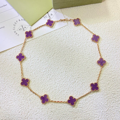 [Kincade Jewelrys]CLOVER 10 MOTIFS  PURPLE VIOLET  NECKLACE