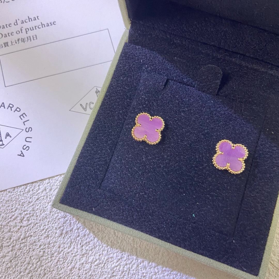 [Kincade Jewelrys]CLOVER MINI 9.5MM  PURPLE VIOLET EARRINGS