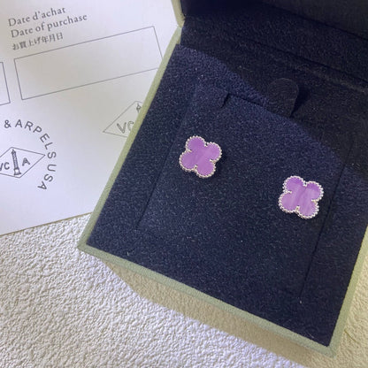 [Kincade Jewelrys]CLOVER MINI 9.5MM  PURPLE VIOLET EARRINGS