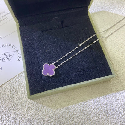 [Kincade Jewelrys]CLOVER 15MM  PURPLE VIOLET NECKLACE