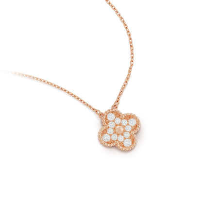 [Kincade Jewelrys]CLOVER 15MM DIAMOND SINGLE FLOWER NECKLACE