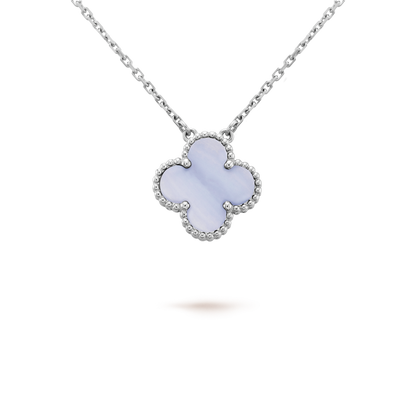 [Kincade Jewelrys]CLOVER 15MM BLUE CHALCEDONY NECKLACE SILVER