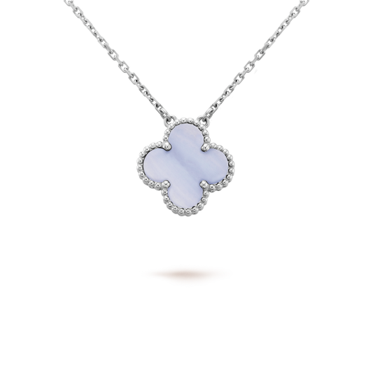 [Kincade Jewelrys]CLOVER 15MM BLUE CHALCEDONY NECKLACE SILVER