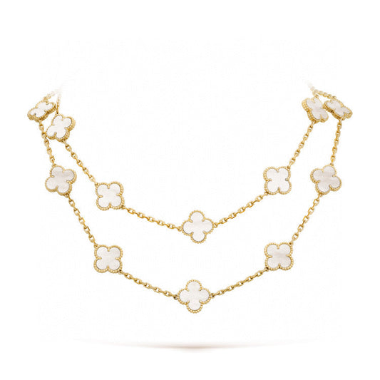 [Kincade Jewelrys]CLOVER 20 MOTIFS WHITE MOP NECKLACE