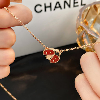 [Kincade Jewelrys]LUCKY  CARNELIANS LADYBUG NECKLACE