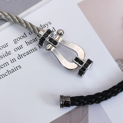 [Kincade Jewelrys]FORCE LARGE HORSESHOE BLACK DIAMOND BRACELET SILVER