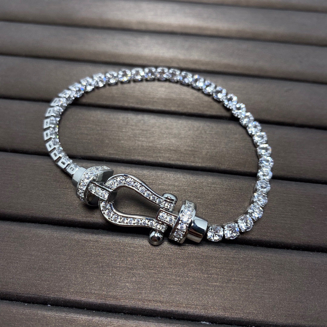[Kincade Jewelrys]FORCE  LARGE HORSESHOE FULL DIAMOND TENNIS BRACELET