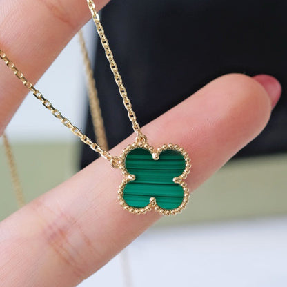 [Kincade Jewelrys]CLOVER 15MM MALACHITE SINGLE FLOWER  NECKLACE