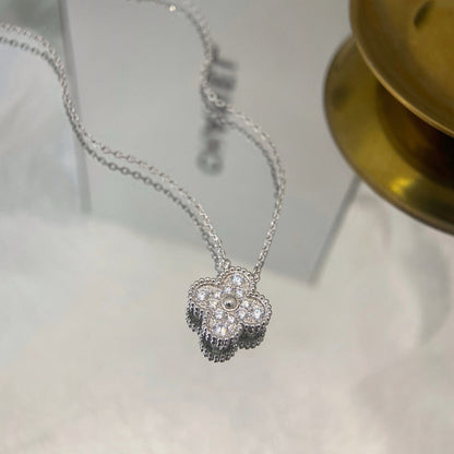 [Kincade Jewelrys]CLOVER 15MM DIAMOND SINGLE FLOWER NECKLACE