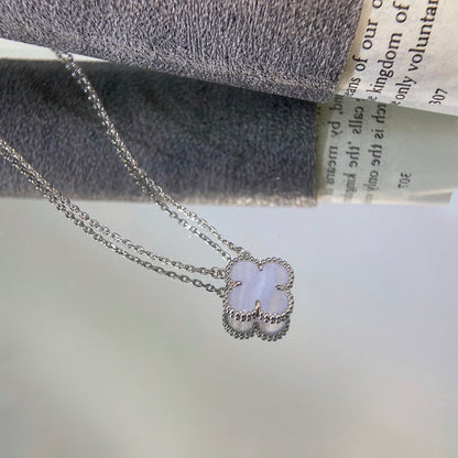 [Kincade Jewelrys]CLOVER 15MM BLUE CHALCEDONY NECKLACE SILVER