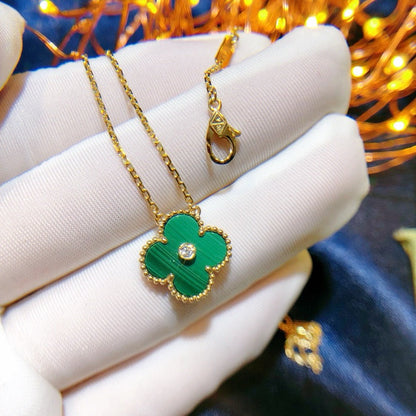 [Kincade Jewelrys]CLOVER 15MM DIAMOND TURQUOISE NECKLACE