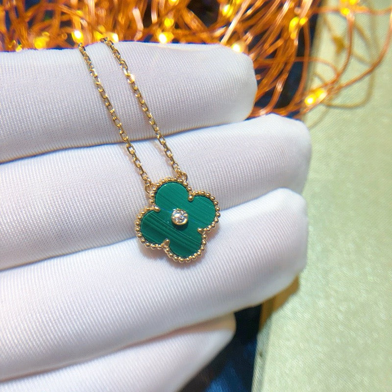 [Kincade Jewelrys]CLOVER 15MM DIAMOND TURQUOISE NECKLACE