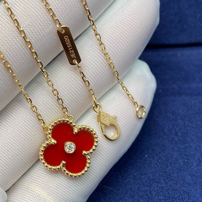 [Kincade Jewelrys]CLOVER 15MM DIAMOND CARNELIAN NECKLACE