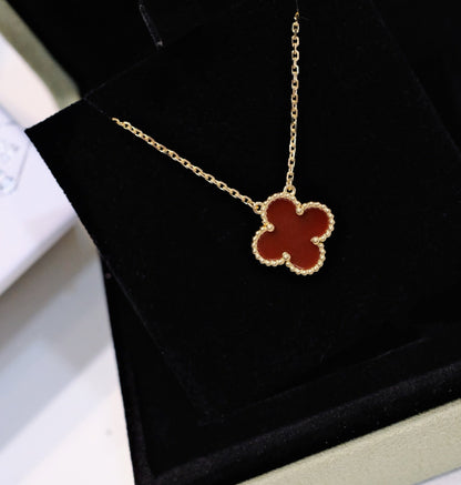 [Kincade Jewelrys]CLOVER 15MM CARNELIAN SINGLE FLOWER NECKLACE