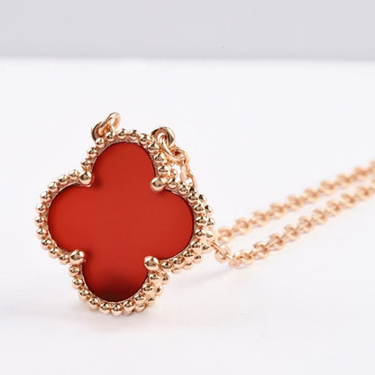 [Kincade Jewelrys]CLOVER 15MM CARNELIAN SINGLE FLOWER NECKLACE