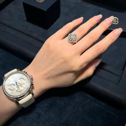 [Kincade Jewelrys]LOOP RING FULL MOTIF DIAMOND 16MM SILVE