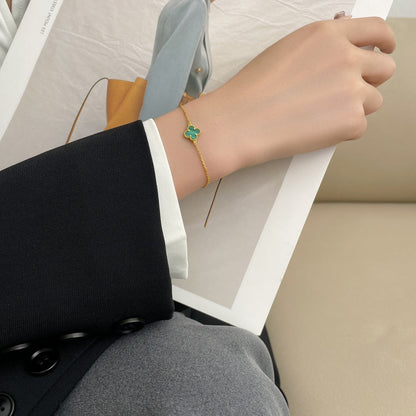 [Kincade Jewelrys]CLOVER BRACELET MALACHITE 1 MOTIF